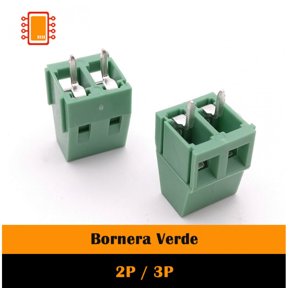 Bornera verde de 2 o 3 terminales