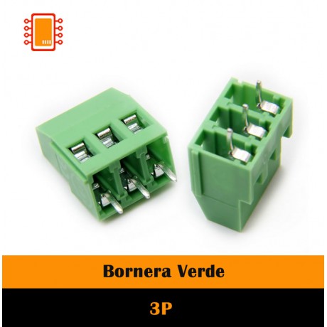 Bornera verde de 2 o 3 terminales