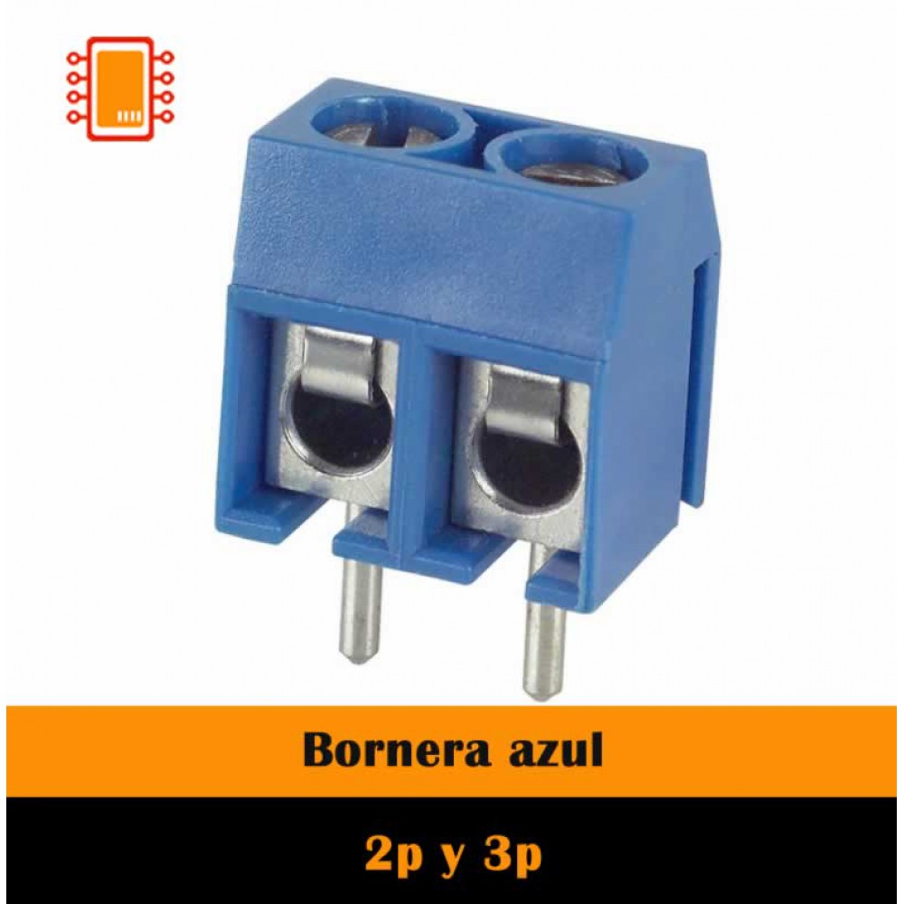 Bornera azul de 2 o 3 terminales