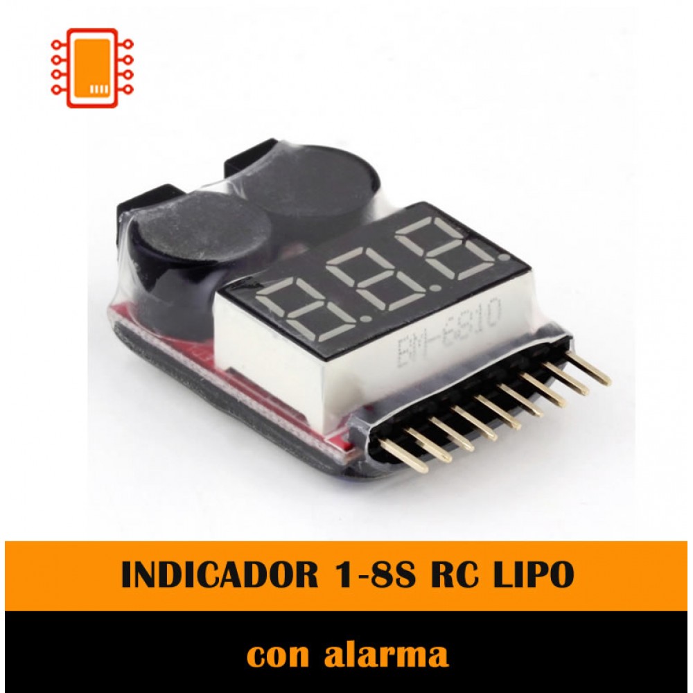 INDICADOR 1‐8S RC LIPO PROBADOR DE VOLTAGE DE BATERIA ALARMA