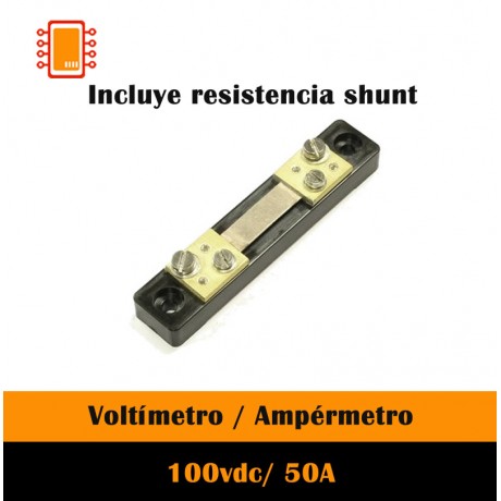 Voltímetro 100V Amperímetro 10A (50A) DC Display Digital