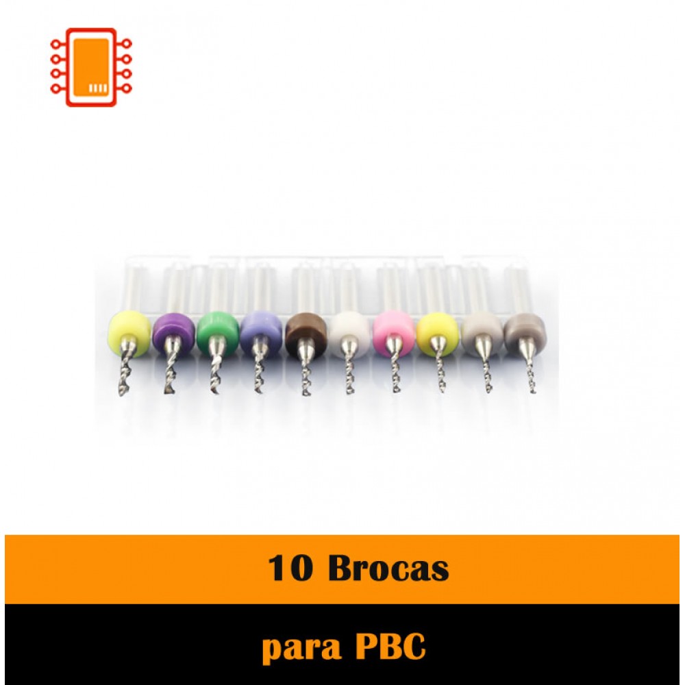 Juego 10 Brocas para PCB una pieza (varios diámetros)