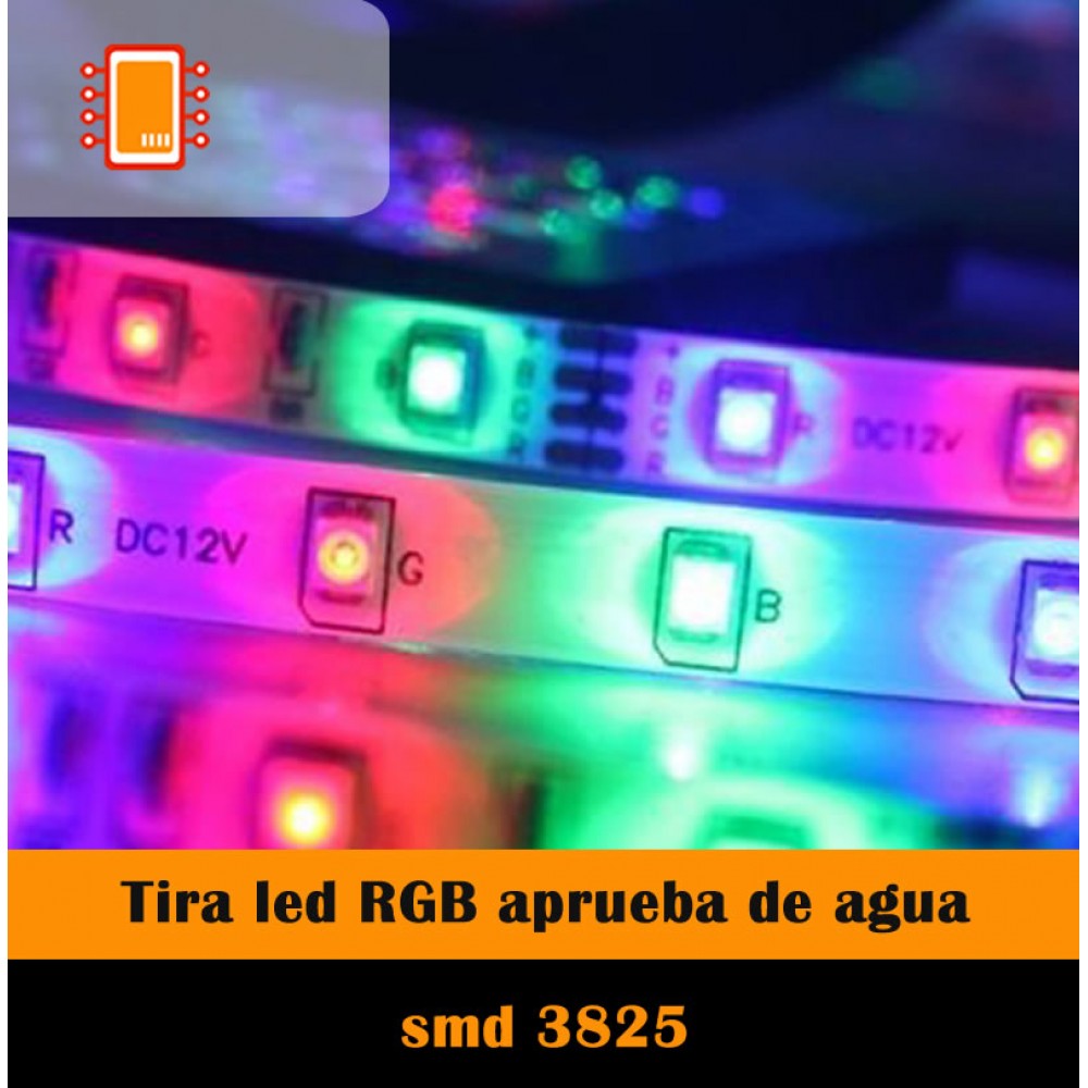 Tira Led RGB 3528 En Rollo Aprueba De Agua Con Carrete 5m