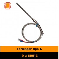 Termopar tipo K sonda 20cm, largo1m