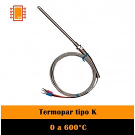 Termopar tipo K sonda 20cm, largo1m